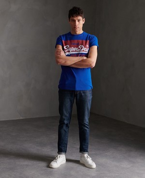 Superdry Organic Cotton Vintage Logo Férfi Pólók Kék | ROUHP6724